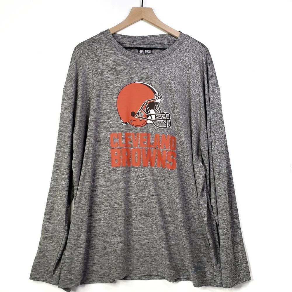 NFL‎ Team Apparel Cleveland Browns Long Sleeve Tech Tee Men's XXL Grey Top